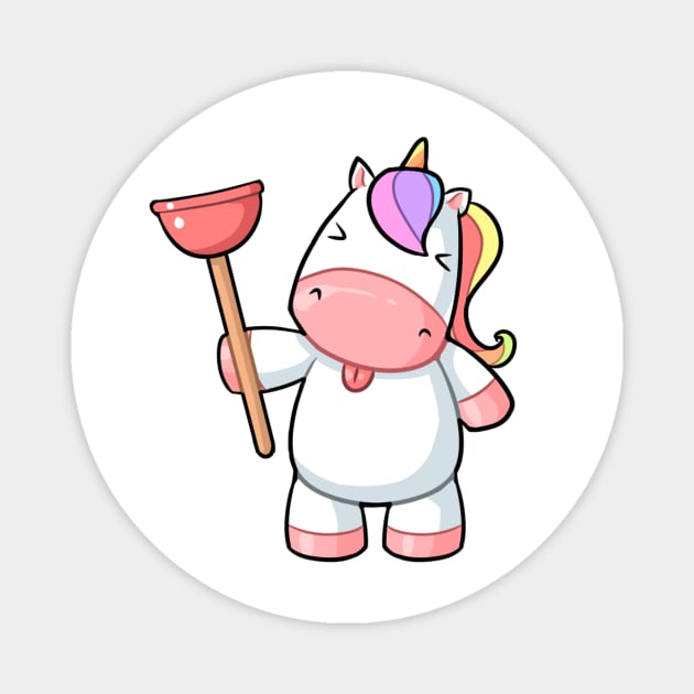 Kawaii unicorn holding plunger Magnet by Japanese Designs